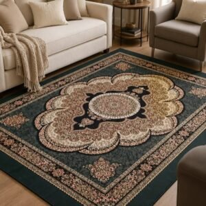 Grey Printed Area Rug 5x7 _ Soft Foldable Carpet for Living Room, Bedroom & Hall8987